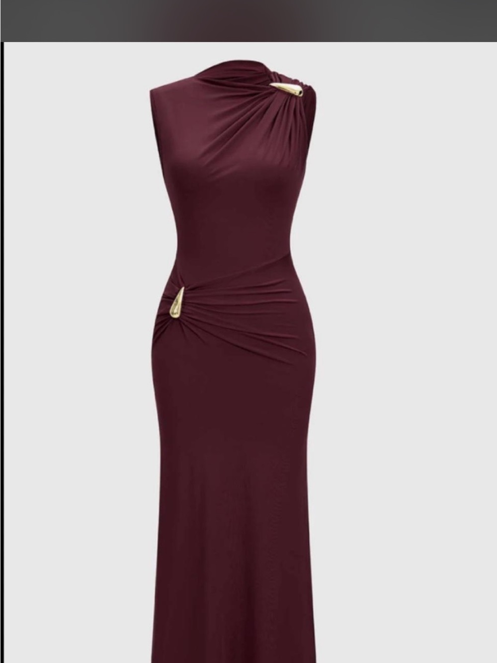 Asymmetric One-Shoulder Midi Dress in Deep Wine